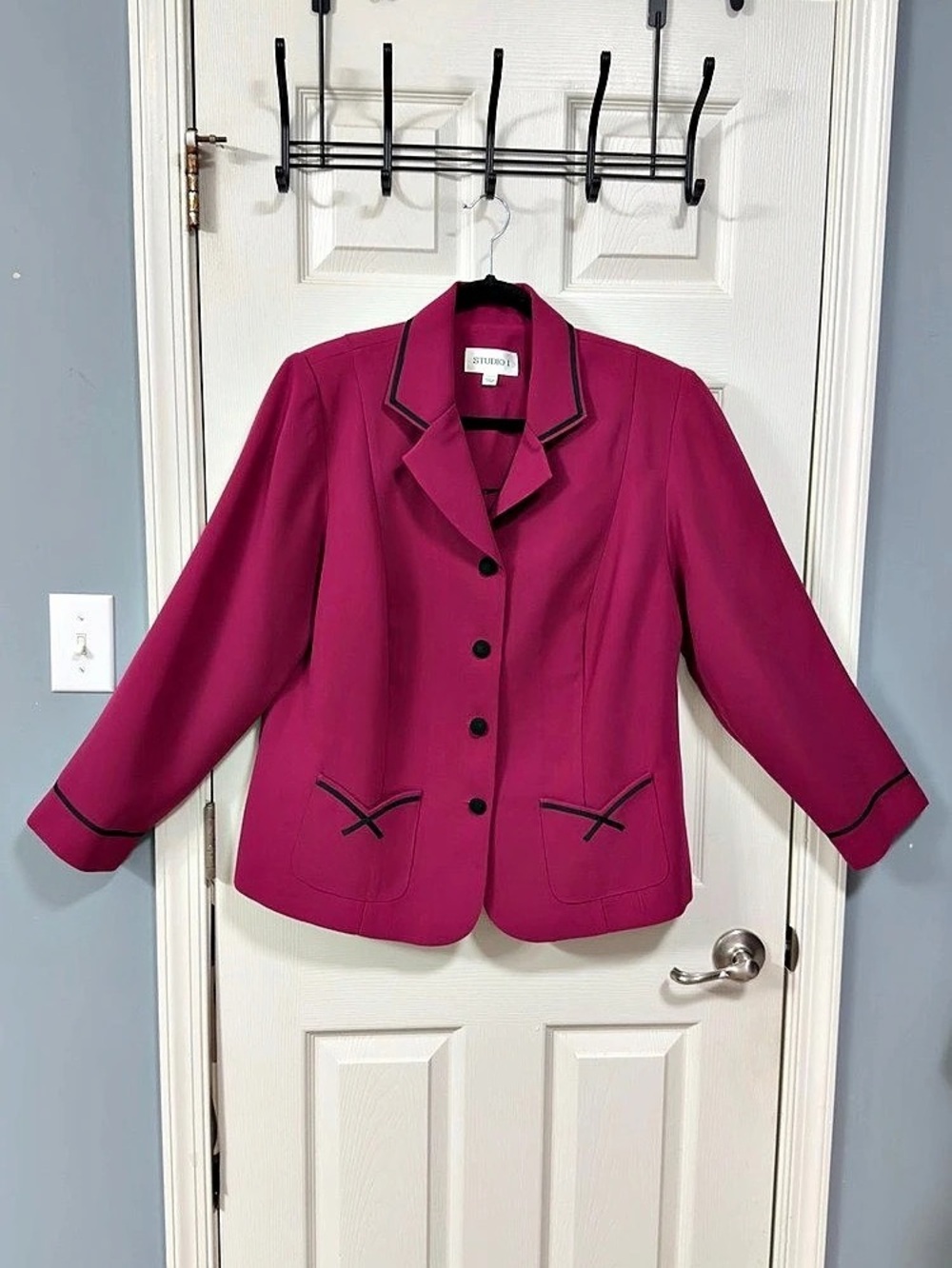 Studio I Plus Size 16W Magenta Pink Business Casual Blazer Office Career